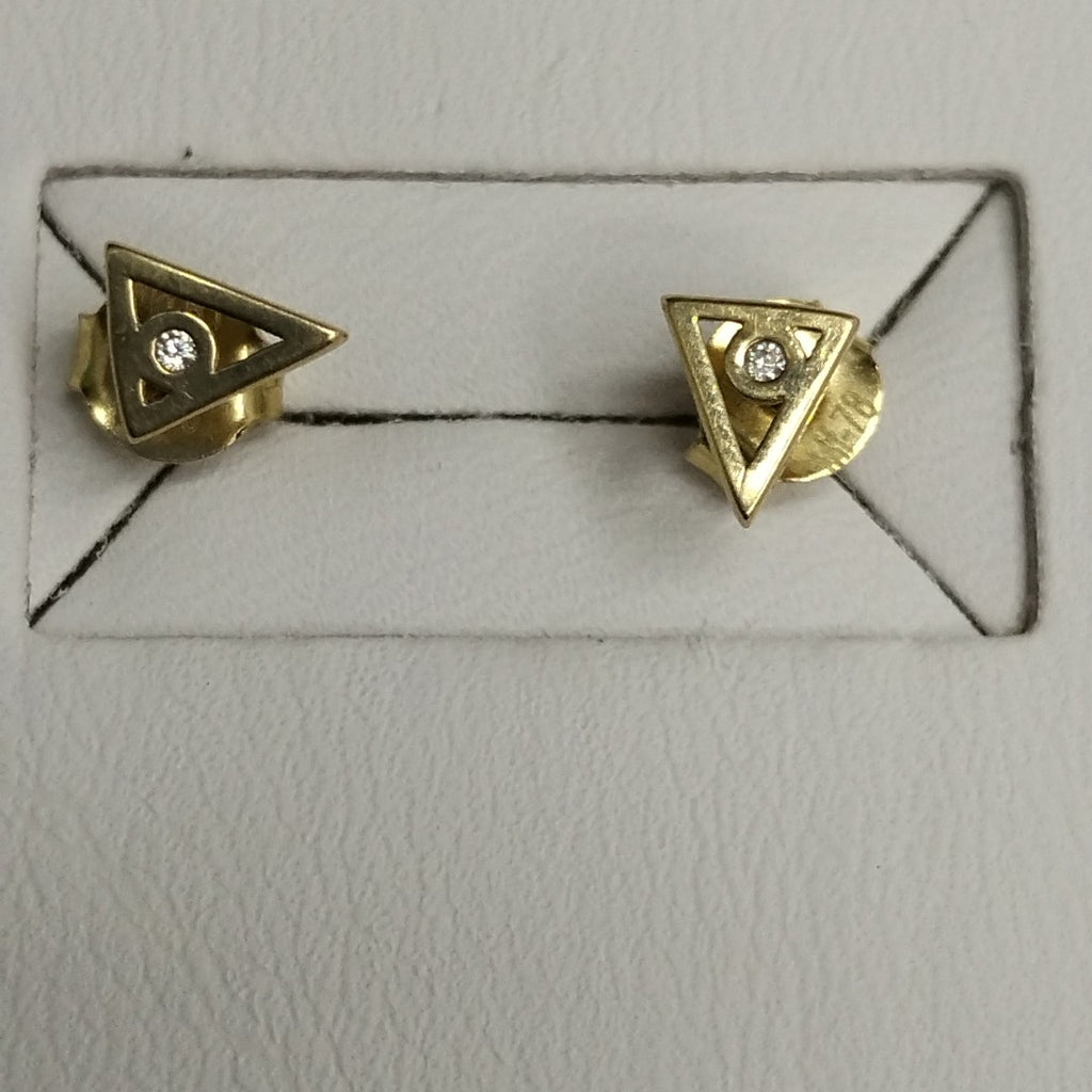 10029BRO00000B1395 FRD11 BROQUEL DE TRIANGULO CON UNA CIRCONIA ORO 14K 0.7GRS (NUEVO)