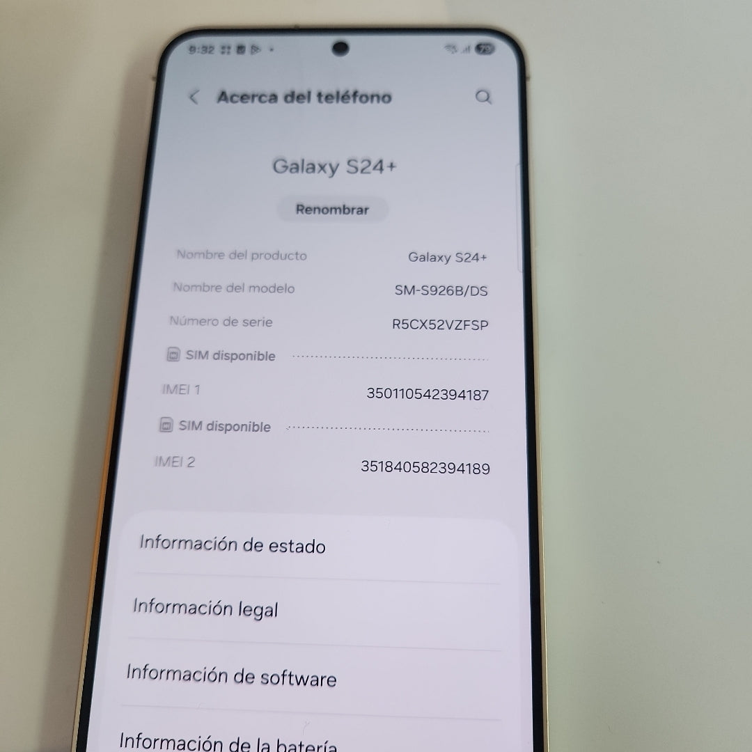 CELULAR SAMSUNG GALAXY S24 + SM-S926B (2024) 256 GB 12 GB RAM (SEMINUEVO)