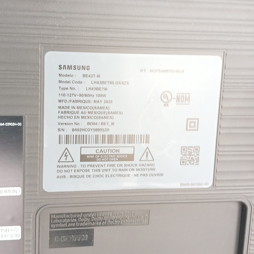 PANTALLA SAMSUNG BE43T-M (2025) 43" LED HD (SEMINUEVO)