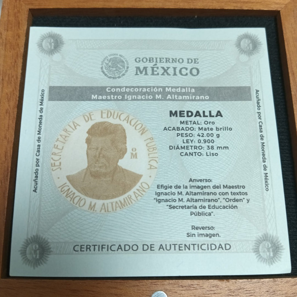 MEDALLA CONMEMORATIVA. ORO. 21 K 42 GRMS (SEMINUEVO)