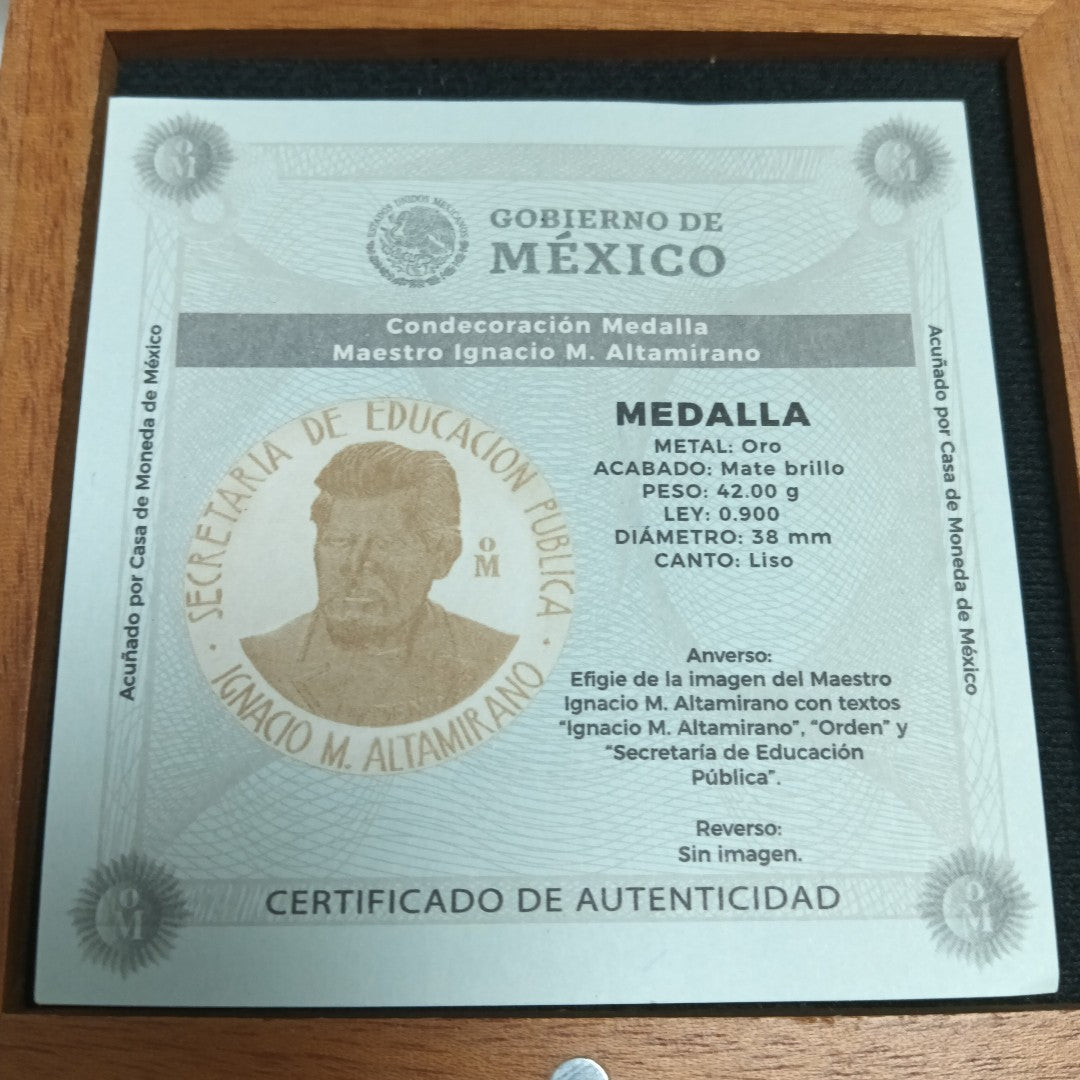 MEDALLA CONMEMORATIVA. ORO. 21 K 42 GRMS (SEMINUEVO)