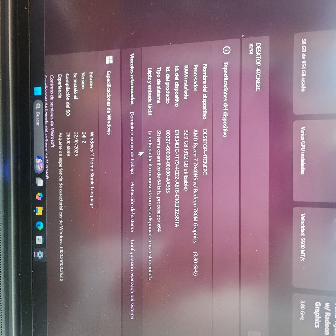 LAPTOP LENOVO LEGION SLIM 7 16APH8 (2024) 1 TB SSD 32 GB RAM (SEMINUEVO)