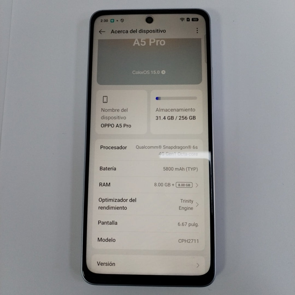 CELULAR OPPO  A5 PRO CPH2711 (2025) 256 GB 8 GB RAM (SEMINUEVO)