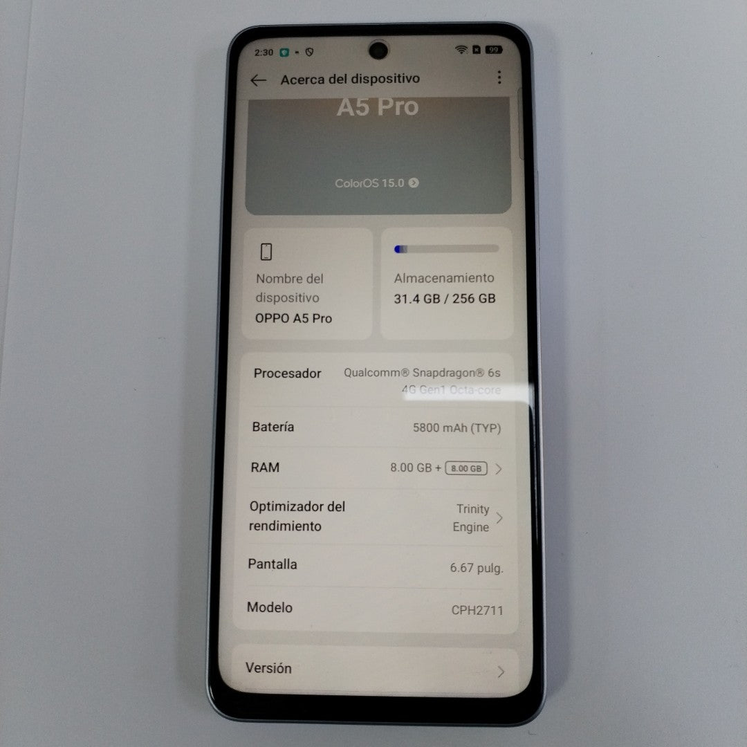 CELULAR OPPO  A5 PRO CPH2711 (2025) 256 GB 8 GB RAM (SEMINUEVO)