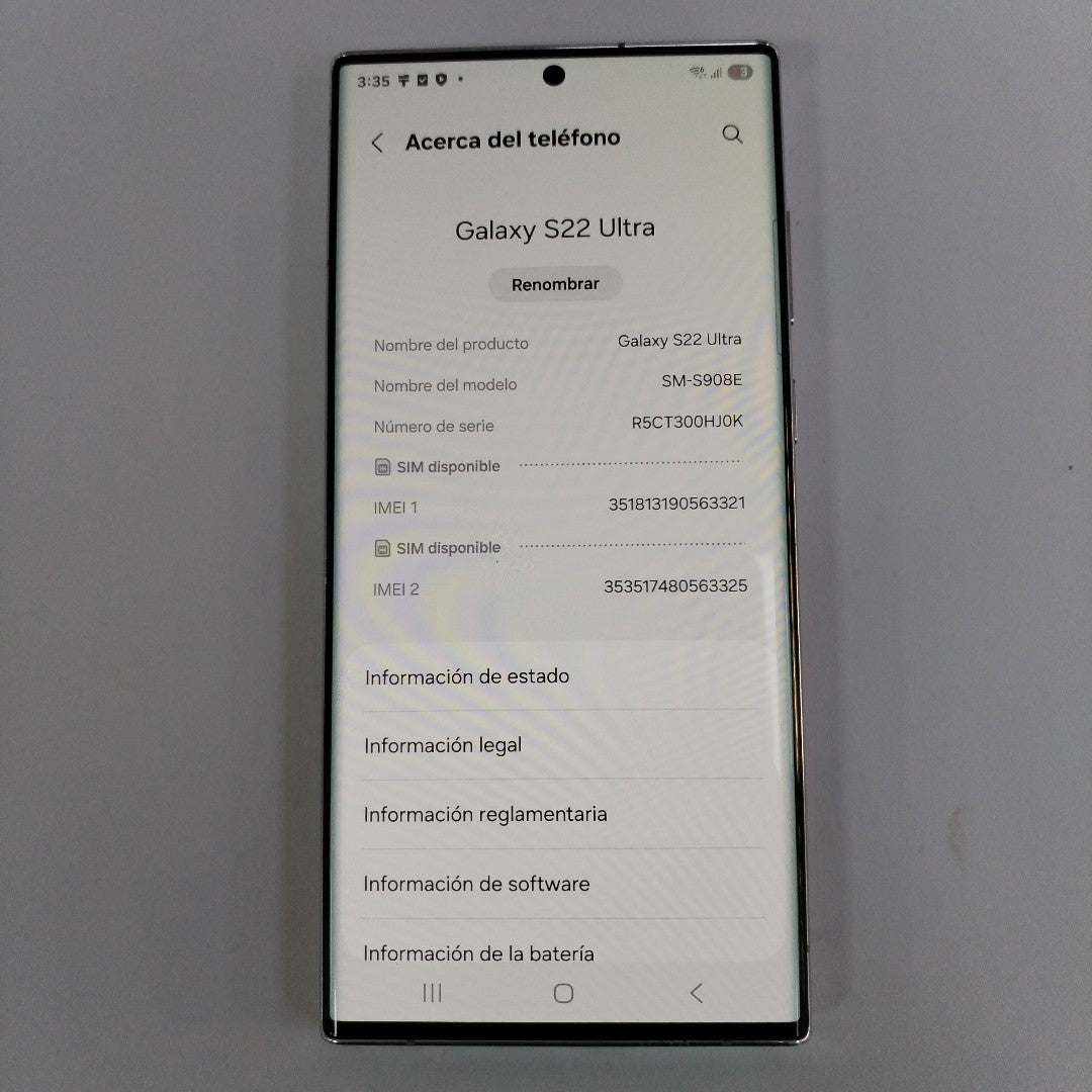 CELULAR SAMSUNG GALAXY S22 ULTRA SM-S908E 128 GB 8 GB RAM (SEMINUEVO)