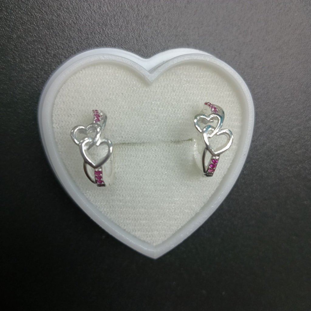 ARRACADAS HUGGIE CORAZON PLATA .925 2.1G (NUEVO)