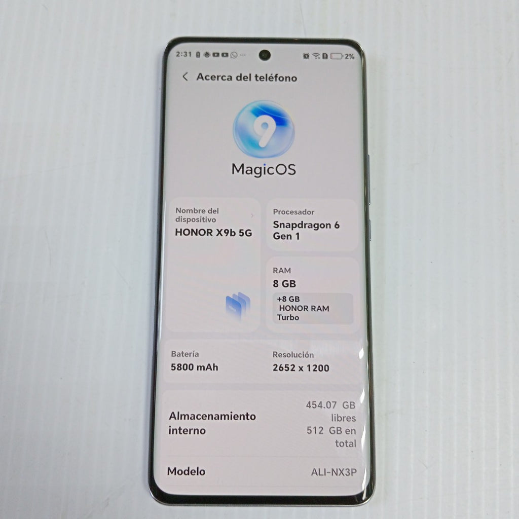 CELULAR HONOR X9B 5G ALI-NX3P 512 GB 8 GB RAM (SEMINUEVO)