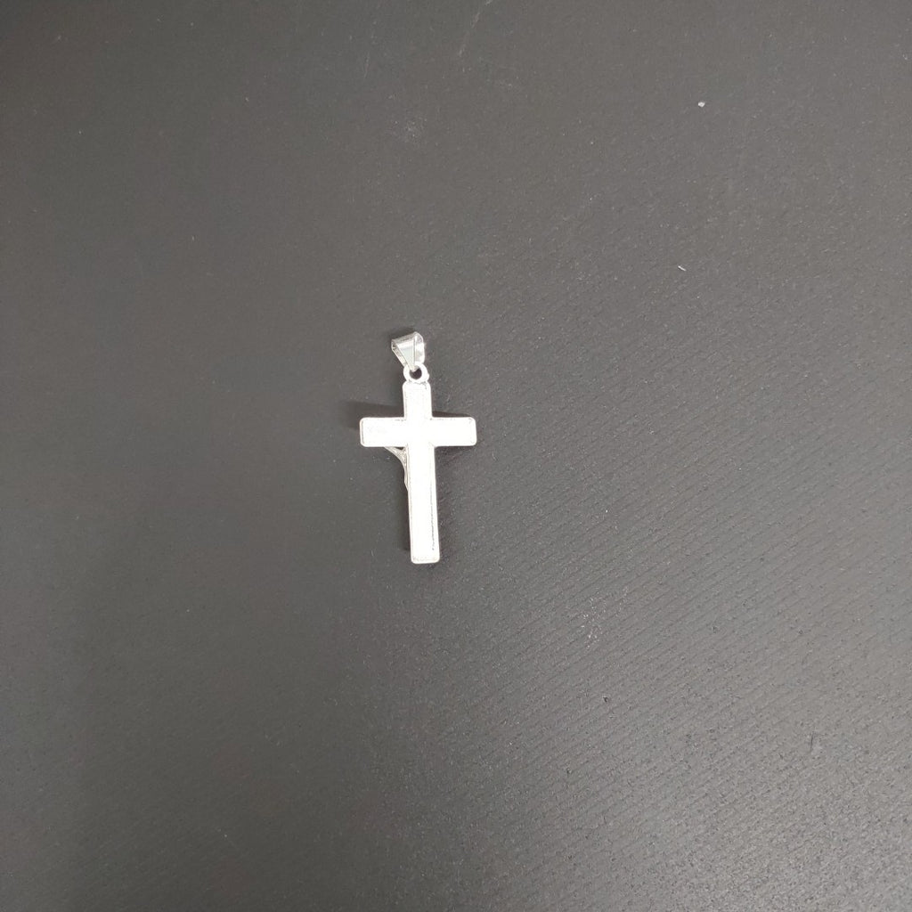 DIJE CRUZ CON CRISTO RELIEVE PLATA .925 2.4G (NUEVO)