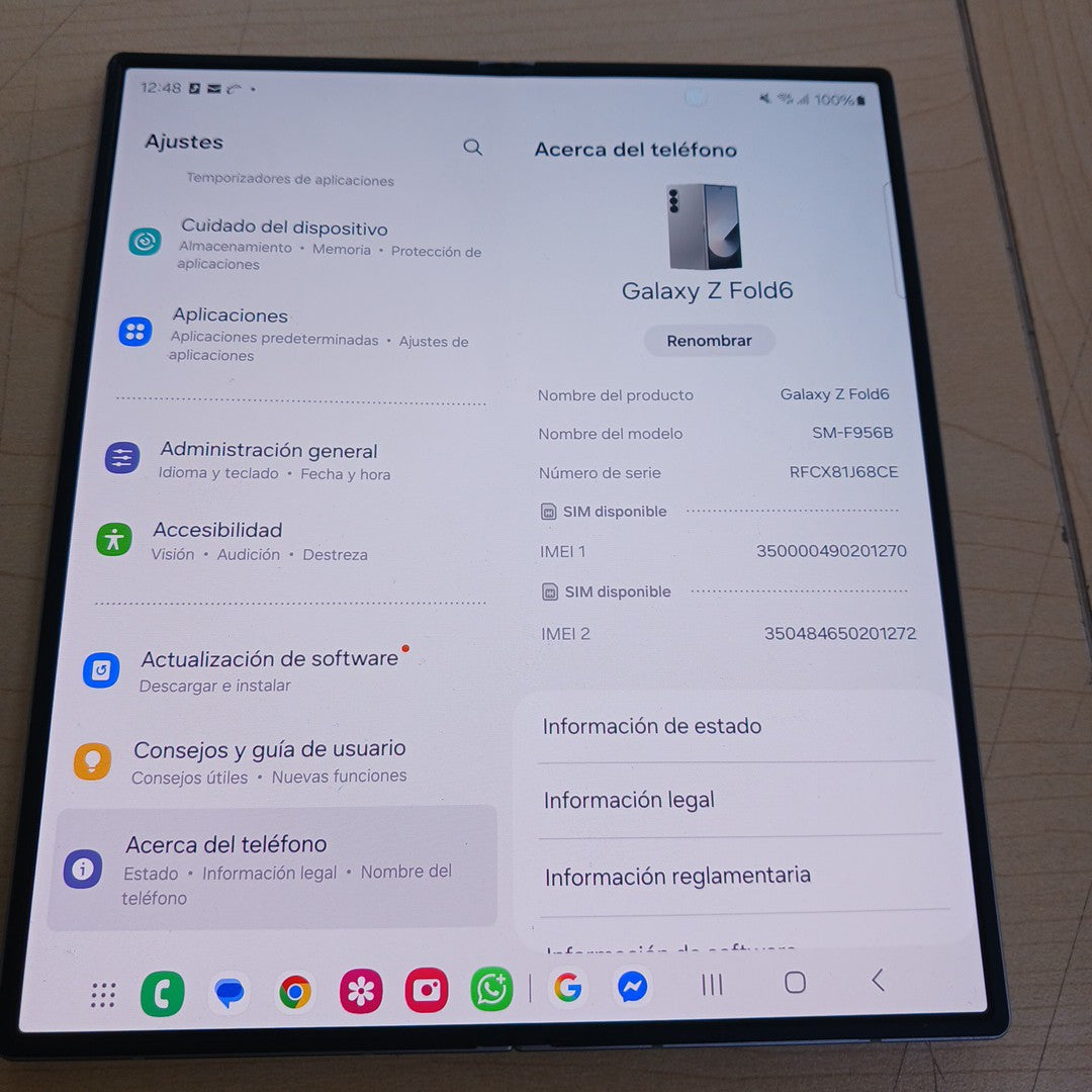 CELULAR SAMSUNG GALAXY Z FOLD6 SM-F956B 512 GB 12 GB RAM (SEMINUEVO)