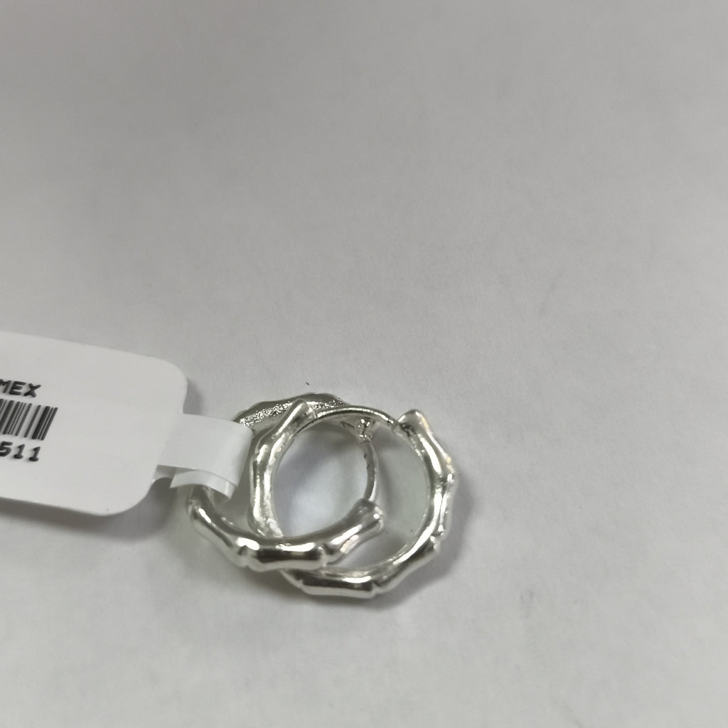 ARRACADAS HUGGIE MOTIVO BAMBU PLATA .925 3.1G (NUEVO)