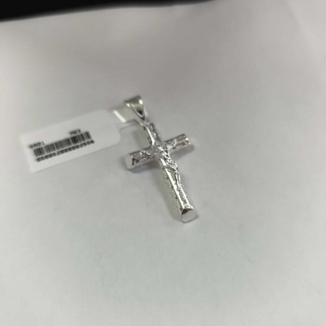 DIJE CRUZ CON CRISTO TUBULAR PLATA .925 4.1G (NUEVO)