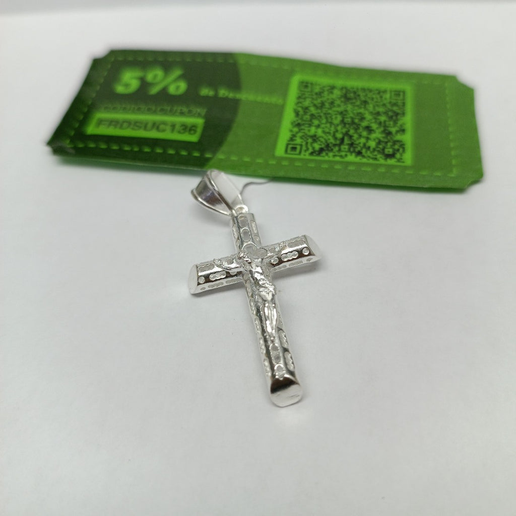 DIJE CRUZ CON CRISTO TUBULAR PLATA .925 4.1G (NUEVO)