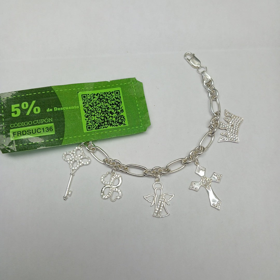 PULSERA ESPECIAL CON DIJES PLATA .925 11.8G (NUEVO)