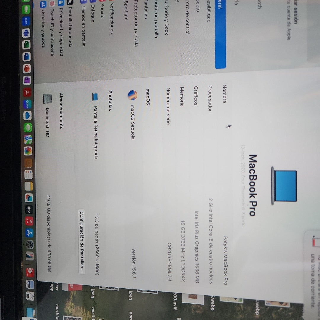 LAPTOP APPLE MACBOOK PRO 13" 2020 2.0 A2251 512 GB SSD 16 GB RAM