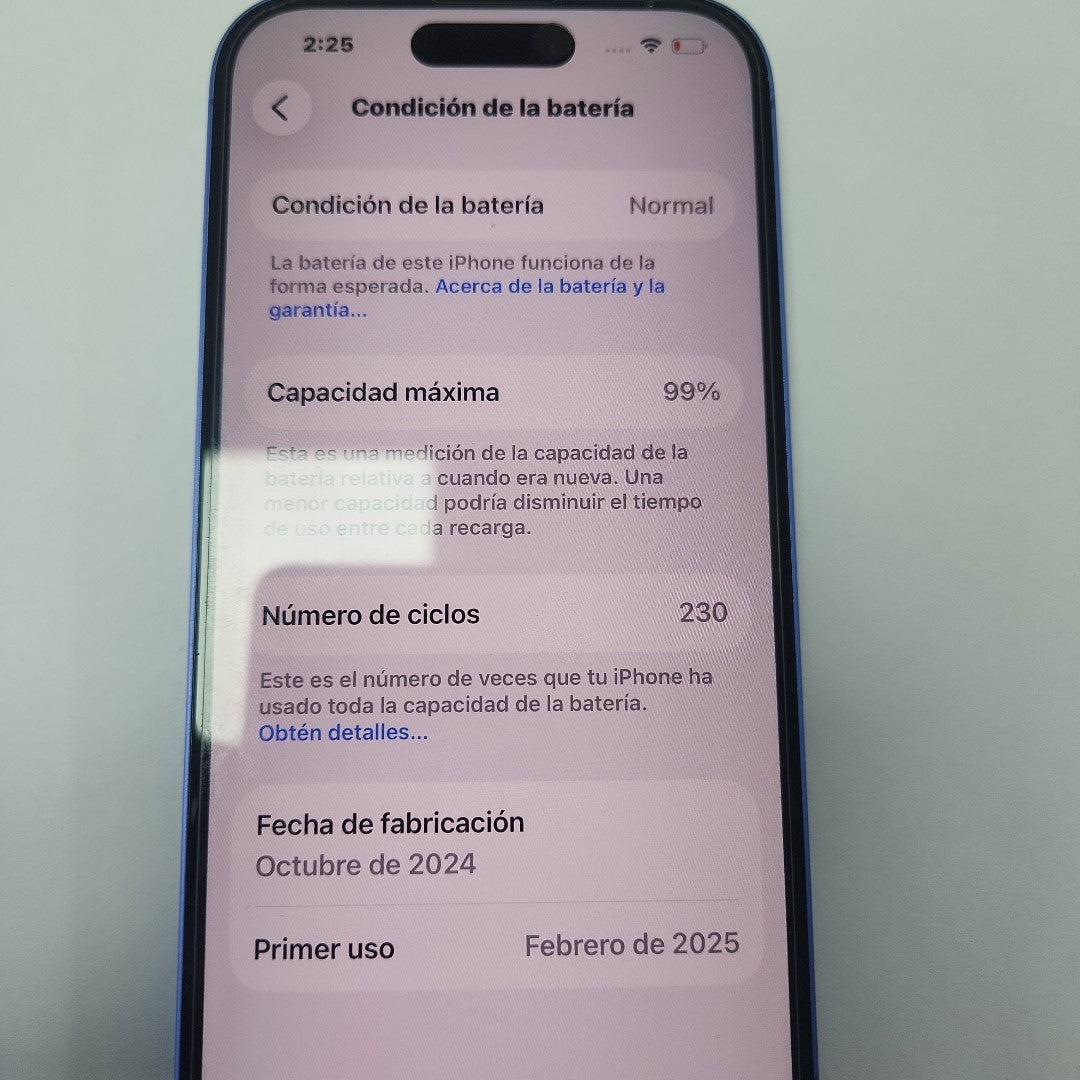 CELULAR APPLE IPHONE 16 A3286 (2024) 128 GB 8 GB RAM (SEMINUEVO)