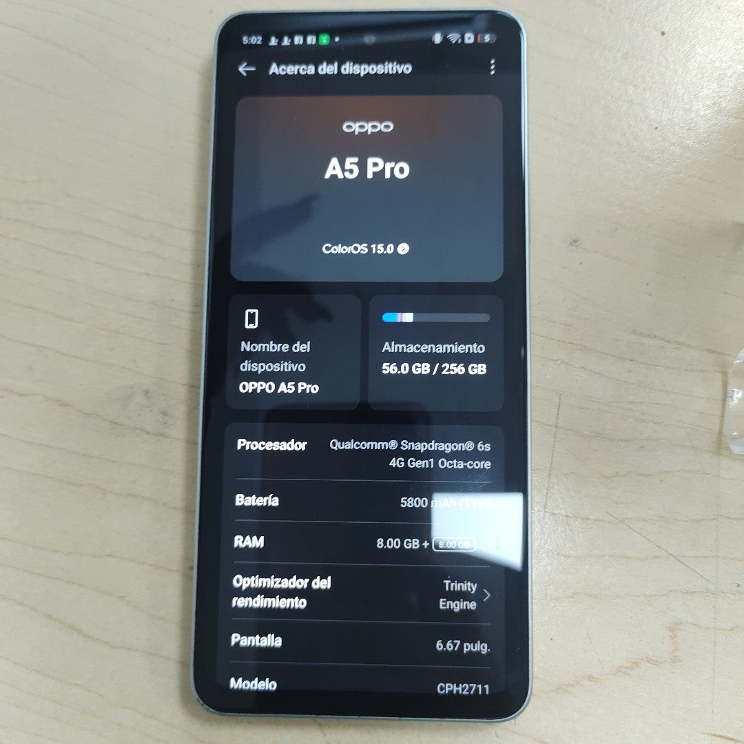 CELULAR OPPO  A5 PRO CPH2711 (2025) 256 GB 8 GB RAM (SEMINUEVO)