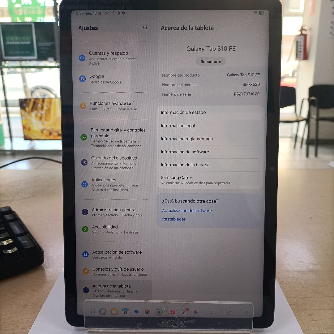 TABLETA SAMSUNG GALAXY TAB S10 FE SM-X520 (2025) 256 GB 12 GB RAM (SEMINUEVO)