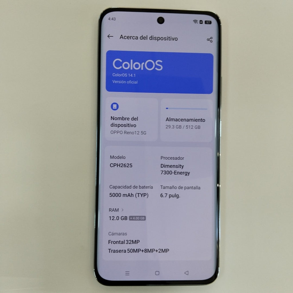 CELULAR OPPO   RENO12 5G CPH2625 (2024) 512 GB 12 GB RAM (SEMINUEVO)