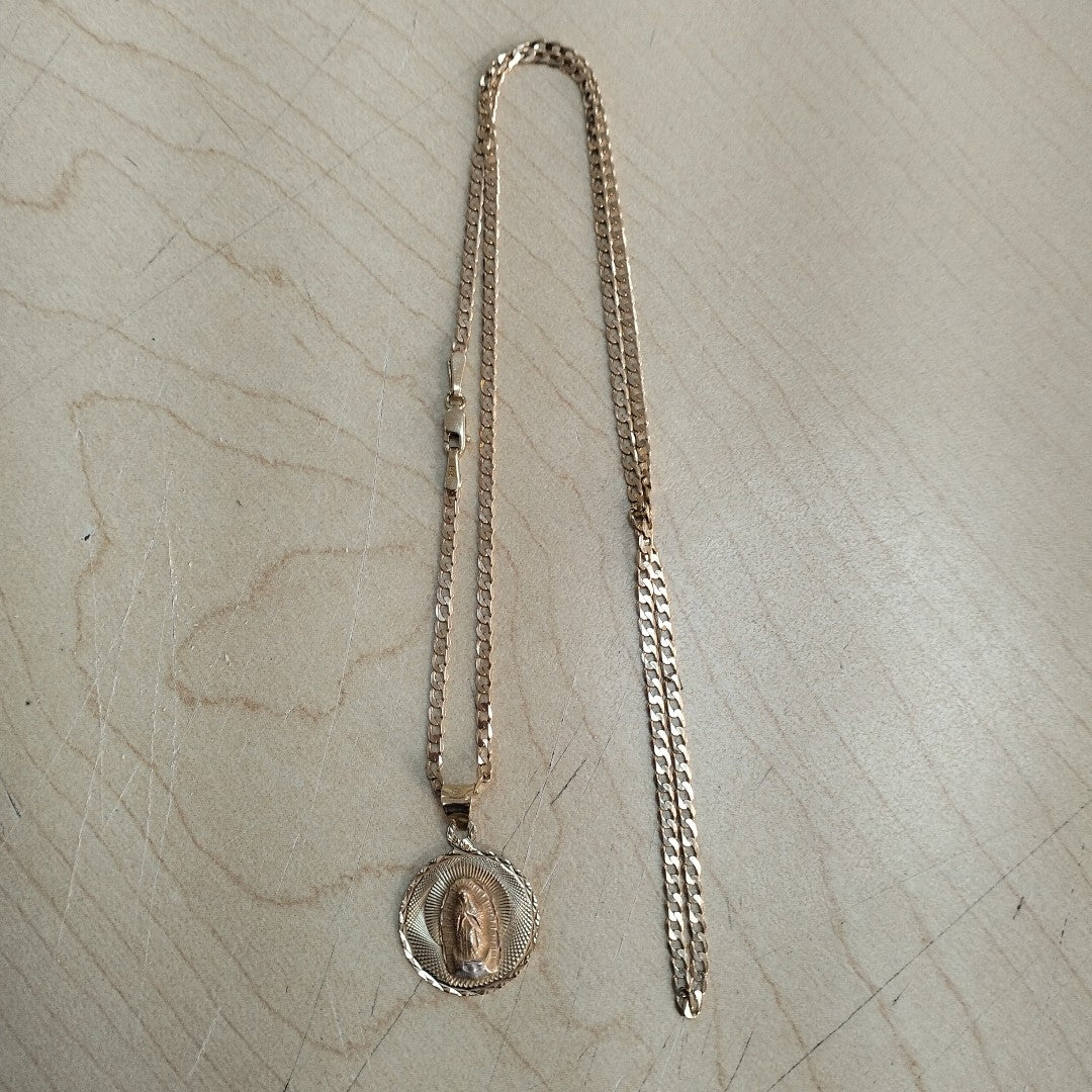 CADENA, MEDALLA RELIGIOSA. ORO. 14 K 4.7 GRMS (SEMINUEVO)