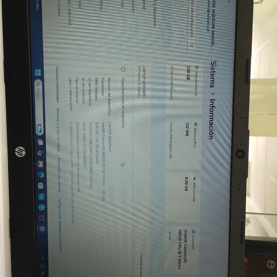 LAPTOP HP 14-DQ0530LA(2024) 256 GB SSD 8 GB RAM (SEMINUEVO)