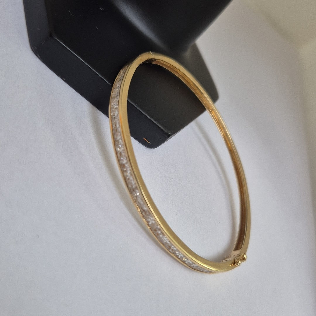 K1 10,60 GRMS 14 K ESPECIFICACIONES COMPLEMENTARIAS PULSERA RIGIDA CON CIRCONIA (SEMINUEVO)