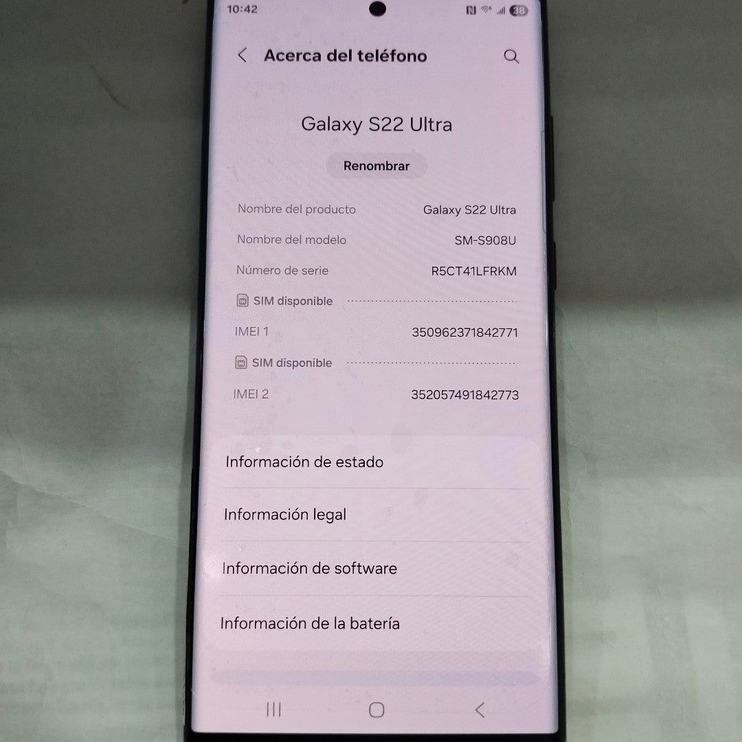 CELULAR SAMSUNG GALAXY S22 ULTRA SM-S908U 128 GB 8 GB RAM (SEMINUEVO)
