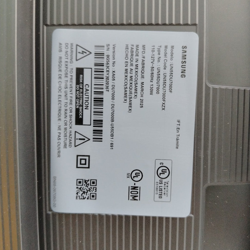 PANTALLA SAMSUNG UN55DU7000F (2025) 55" LED 4K (SEMINUEVO)