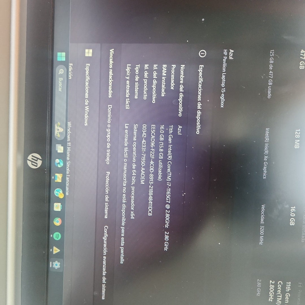 LAPTOP HP 15-EG0520LA (2023) 512 GB SSD 16 GB RAM (SEMINUEVO)