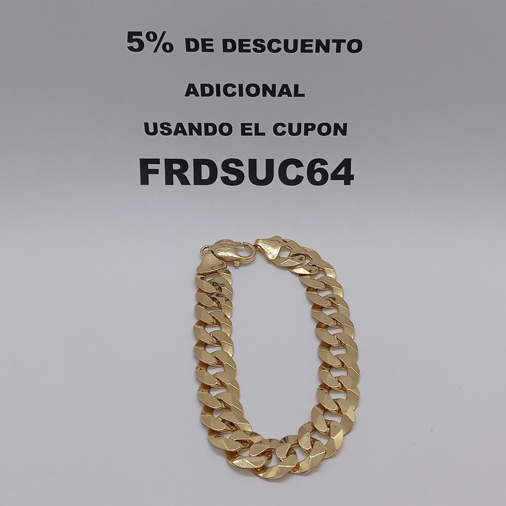 PULSERAS CABALLERO BARBADA AMARILLA ORO 14K 29.8 (NUEVO)