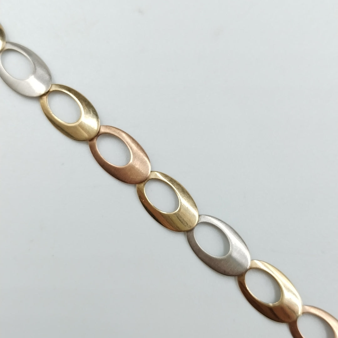 PULSERA. ORO, ORO COMBINADO. 14 K 3.7 GRMS (SEMINUEVO)