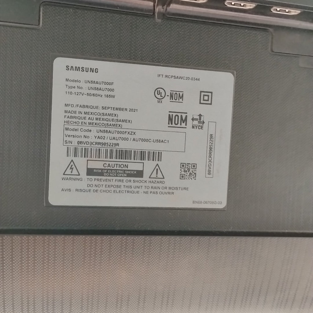 PANTALLA SAMSUNG UN58AU7000F (2021) 58" LED 4K (SEMINUEVO)