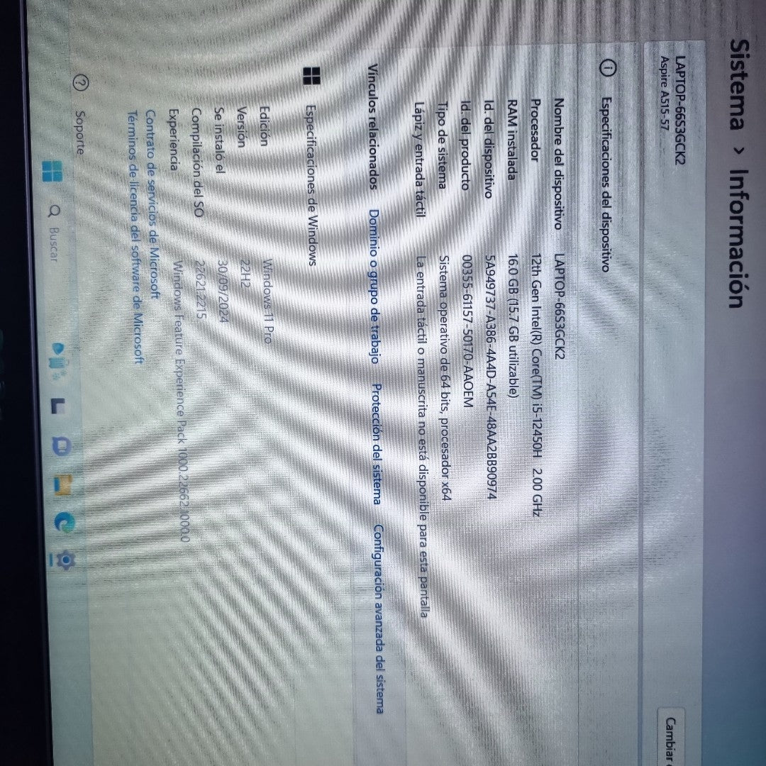 LAPTOP ACER ASPIRE 5 A515-57-578D (2023) 512 GB SSD 16 GB RAM (SEMINUEVO)