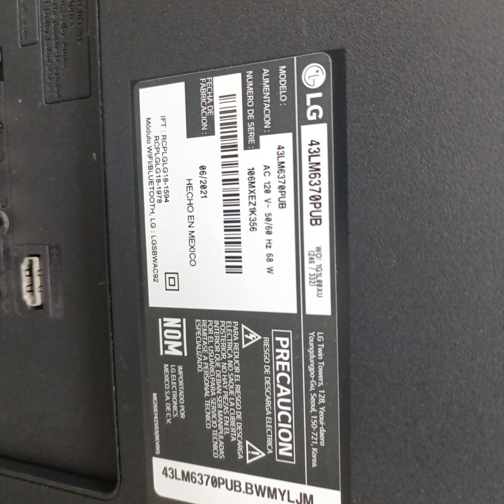 PANTALLA LG 43LM6370PUB (2021) 43" LED FULL HD (SEMINUEVO)