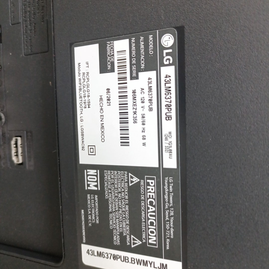 PANTALLA LG 43LM6370PUB (2021) 43" LED FULL HD (SEMINUEVO)