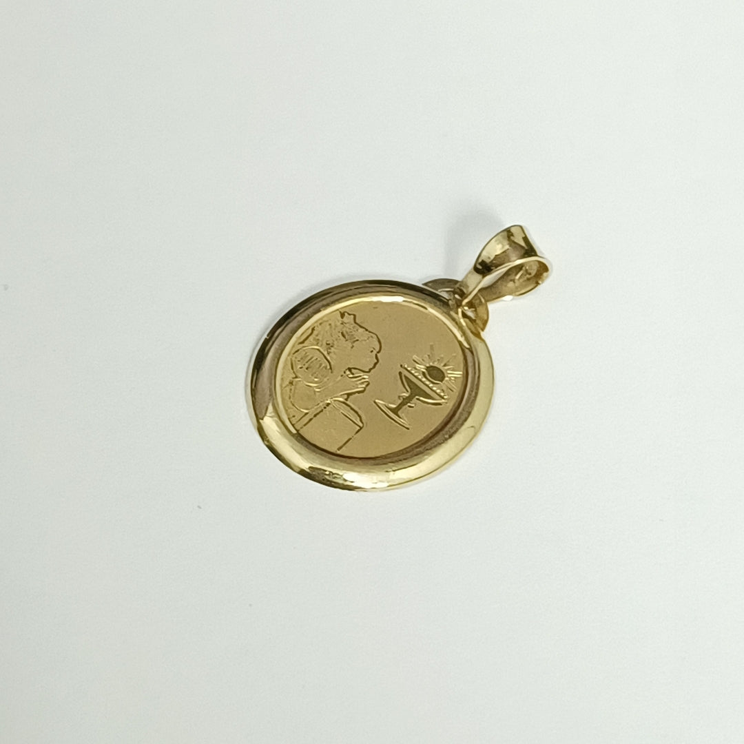 10023REL00000B837 FRD12 MEDALLA DE PRIMERA COMUNIO NIÑA ORO 14K 0.9GRS (NUEVO)