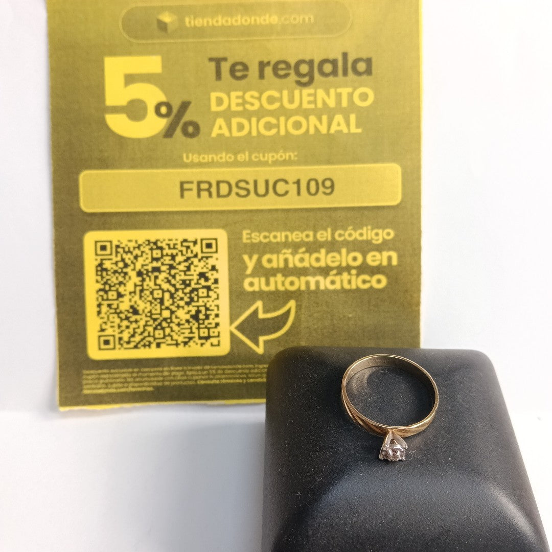 ANILLITO, SOLITARIO. ORO. 14 K 1.4 GRMS (SEMINUEVO)