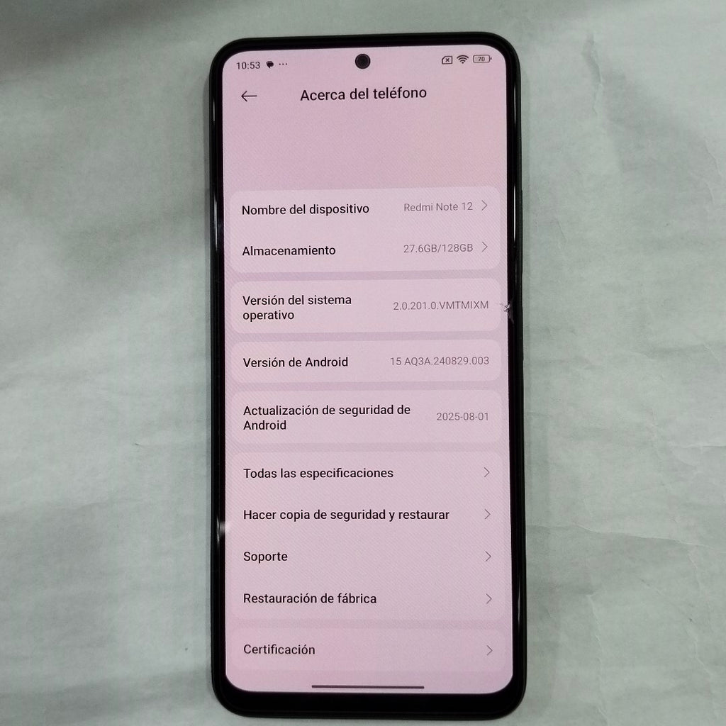 CELULAR XIAOMI REDMI NOTE 12 23028RA60L 128 GB 6 GB RAM (SEMINUEVO)