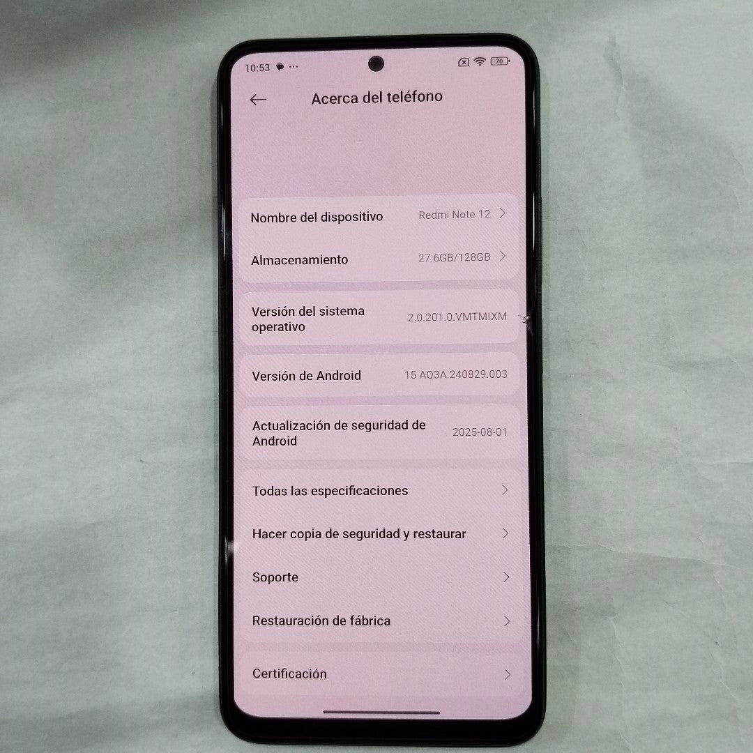 CELULAR XIAOMI REDMI NOTE 12 23028RA60L 128 GB 6 GB RAM (SEMINUEVO)