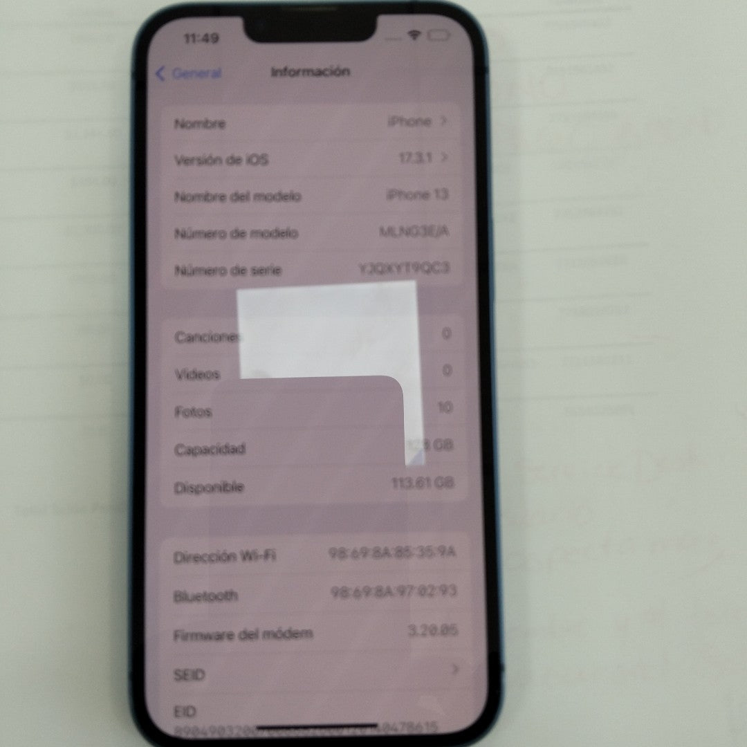CELULAR APPLE IPHONE 13 A2631 128 GB 4 GB RAM (SEMINUEVO)