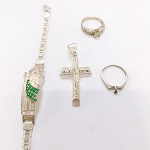 ANILLITO, CRUZ, ESCLAVA, SOLITARIO. PLATA. 17.2 GRMS (SEMINUEVO)