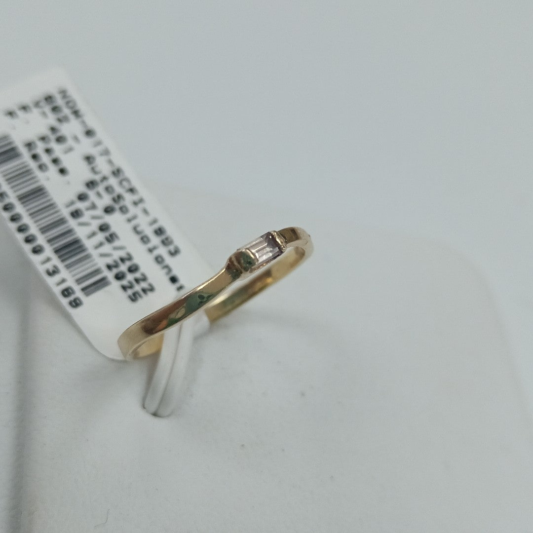 10193AND00065B2814 FRD12 ANILLO LISO CON CIRCONIA ESTILO BAGUETTE ORO 14K 1.4GRS (NUEVO)
