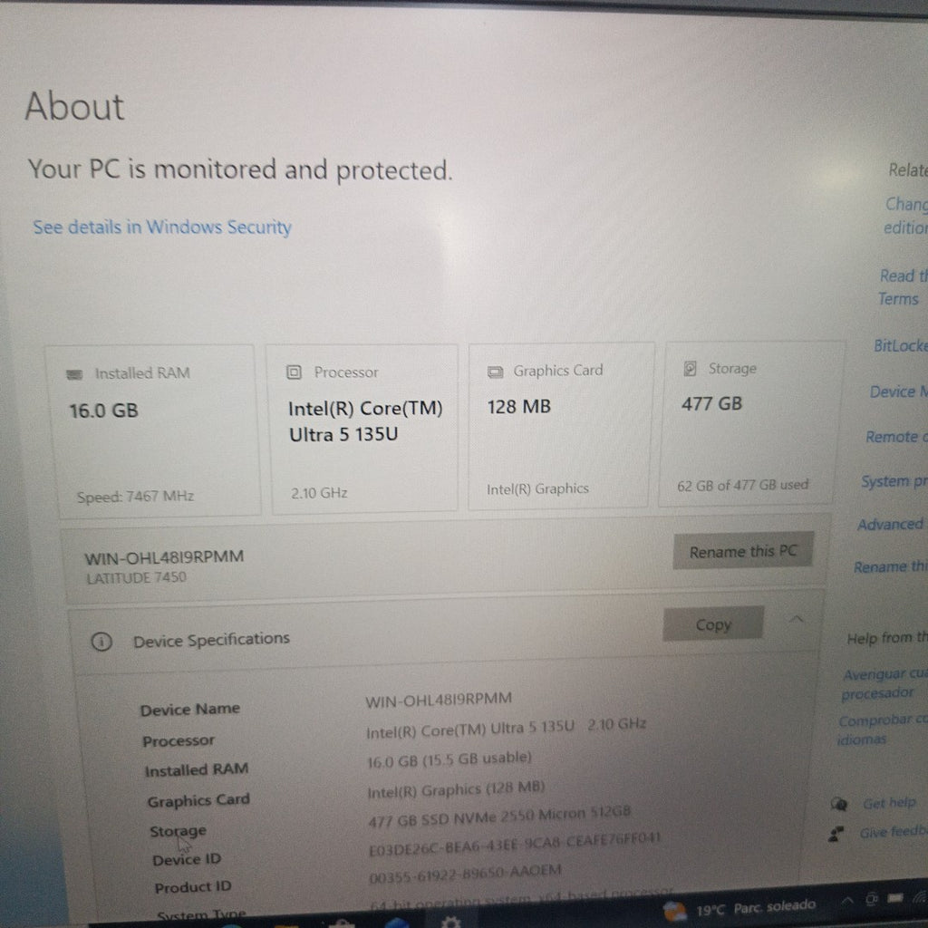 LAPTOP DELL LATITUDE 7450 (2024) 512 GB SSD 16 GB RAM (SEMINUEVO)