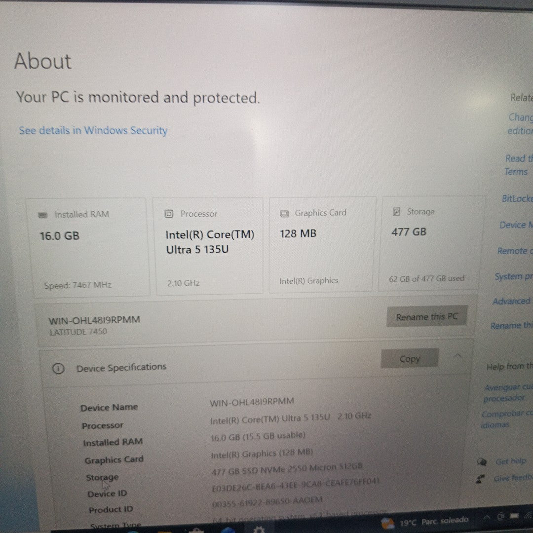 LAPTOP DELL LATITUDE 7450 (2024) 512 GB SSD 16 GB RAM (SEMINUEVO)