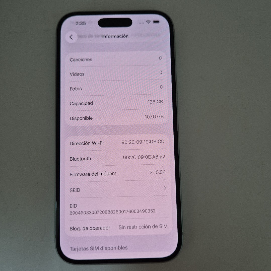 CELULAR APPLE IPHONE 15 A3089 (2023) 128 GB 6 GB RAM (SEMINUEVO)