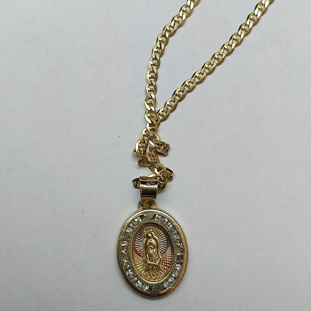 CADENA, MEDALLA RELIGIOSA. ORO. 10 K 2.3 GRMS (SEMINUEVO)