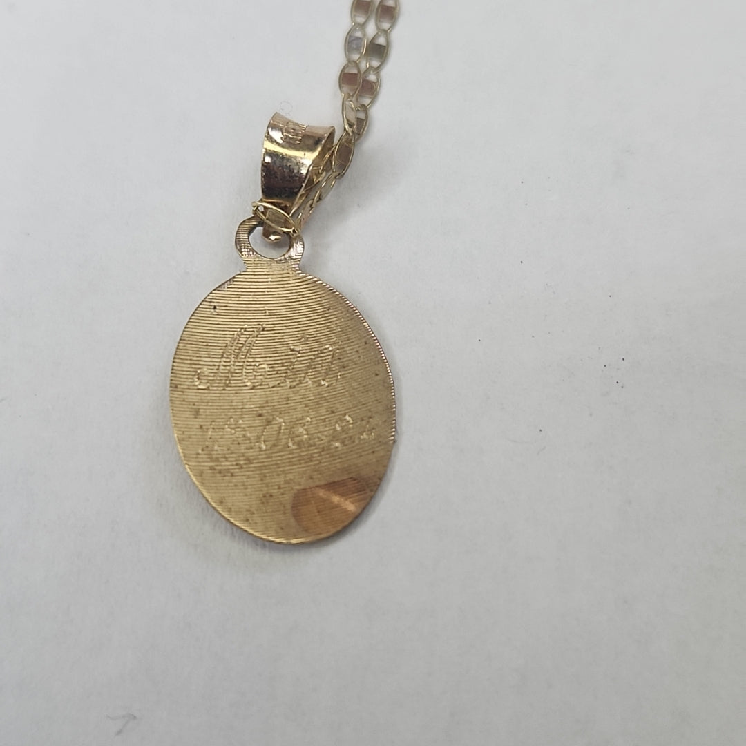 CADENA, MEDALLA RELIGIOSA. ORO COMBINADO. 10 K 1.5 GRMS (SEMINUEVO)