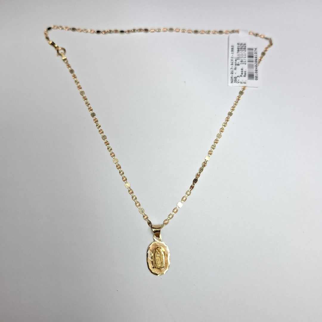 CADENA, MEDALLA RELIGIOSA. ORO. 14 K 2 GRMS (SEMINUEVO)