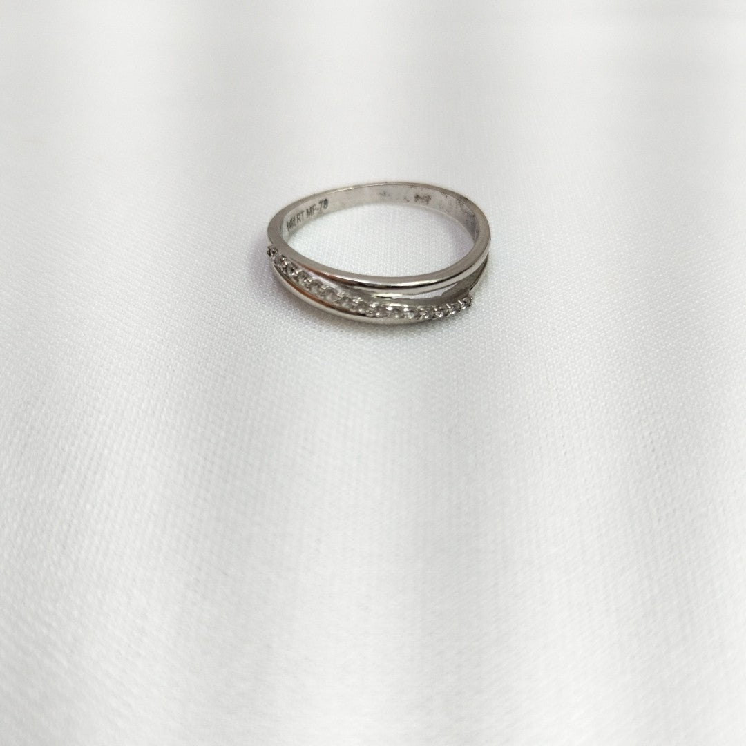 10431AND00080B3405 FRD16 ANILLO 3 HILOS CRUZADO CON CIRCONIAS O/B ORO 14K 2.5GRS (NUEVO)