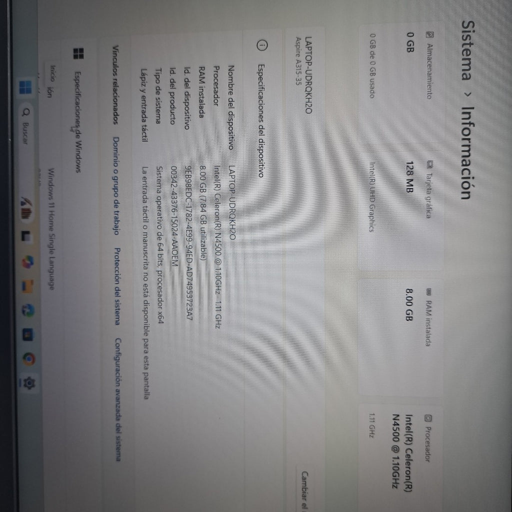 LAPTOP ACER ASPIRE 3 A315-35-C3RU (2023) 1 TB 8 GB RAM (SEMINUEVO)