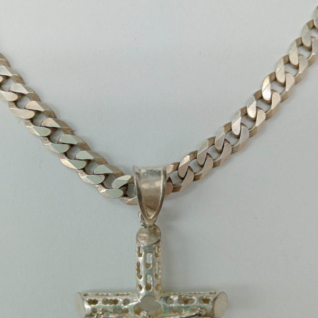 CADENA, CRUCIFIJO. PLATA. 36.8 GRMS (SEMINUEVO)